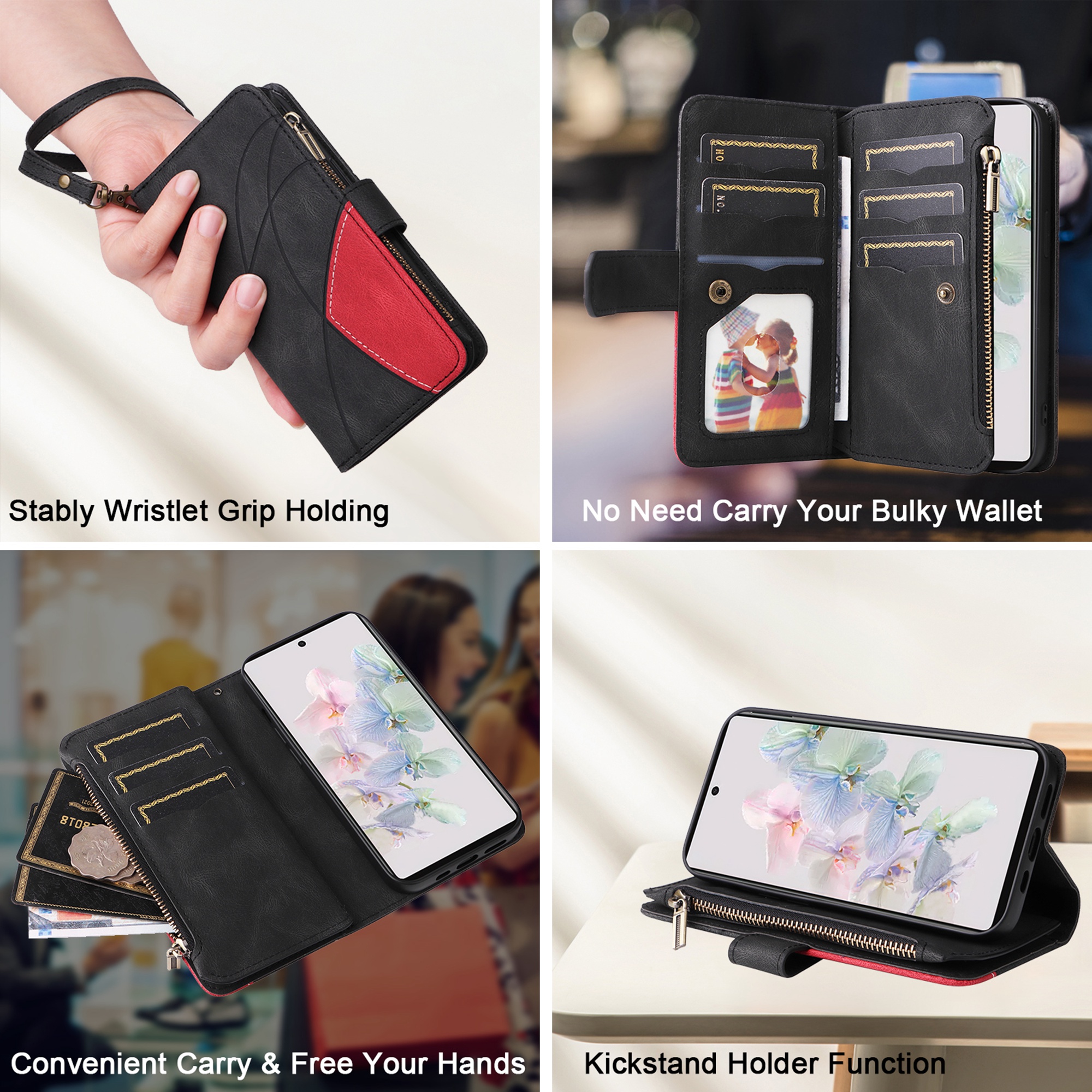 Dteck Samsung Galaxy A15 Wallet Case, Black photo 3