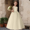 thumbnail image 2 of BdTemWBs O-Neck Flower Girl Dress - Satin Tulle First Communion Dresses Wedding Party Gown Pearls with Back Bowknot, 2 of 7
