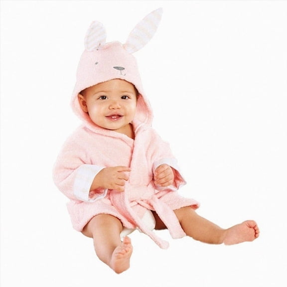 NOLDARES Toddlers Boys Girls Hooded Robe Soft Fleece BathrobePajamas Dressing Gown Sleepwear(H318-Pink)