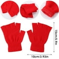 thumbnail image 2 of CoCoMangos 4 Pairs Fingerless Gloves Winter Half Finger Gloves Mittens Warm Knitted Gloves Fingerless Stretchy Typing Working Running Biking Driving for Women Men Solid Color Red Wine Red Gray Black, 2 of 7