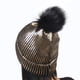 thumbnail image 4 of Gorro elegante de invierno y otoño con pompón metálico brillante y calavera para mujer (dorado), 4 of 7