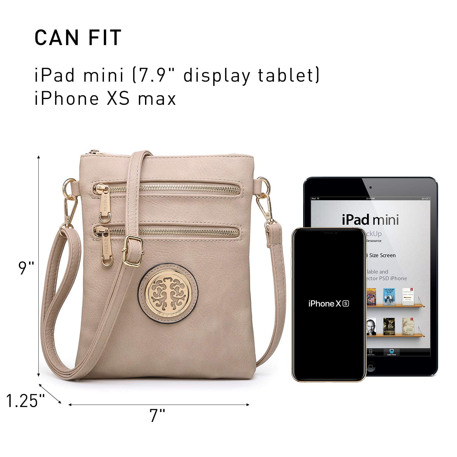 Dasein Medium Crossbody Bags for Women Handbag Lightweight Crossbody Purses with Multi Pockets