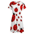 thumbnail image 4 of Ladybug Dress Summer Street Style Dresses Female Short Sleeve Printed Sundress, 4 of 7