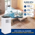 thumbnail image 2 of SereneLife Aire acondicionado portátil 8000 BTU - Unidad de aire acondicionado compacta e independiente de un solo conducto con modos de refrigeración, deshumidificador y ventilador, eficiencia energé, 2 of 5
