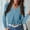 Blue, variant on Women's Cropped Cardigan V-Neck Button Down Knitted Sweater 3/4 Sleeve Blue S TP181