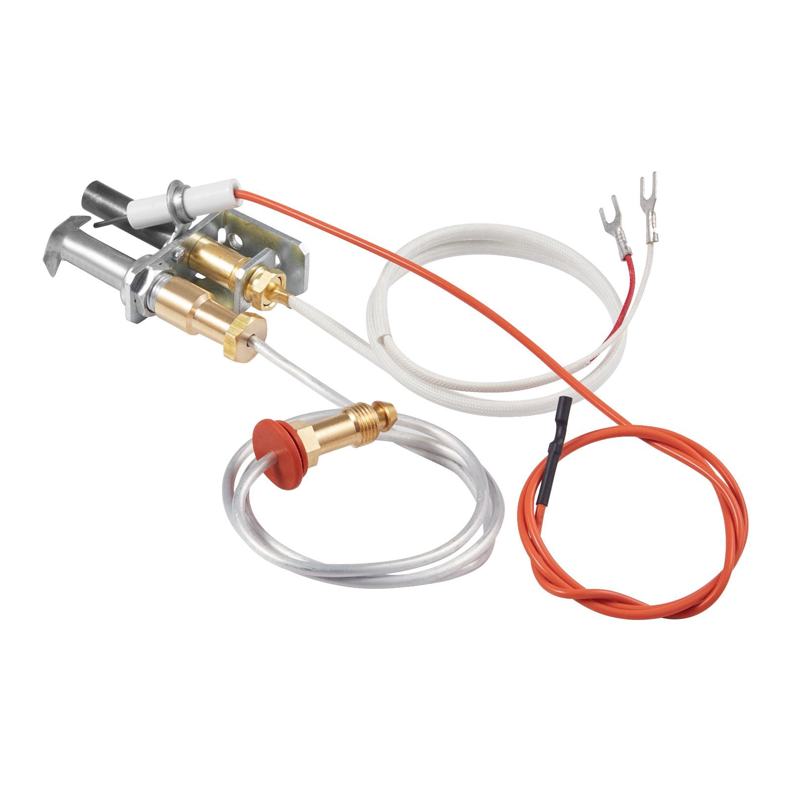 Natural Gas Fireplace Pilot Assembly, Two 24in Parts + 20in Thermopile Flame Monitoring, OEM Standard Replacement for Gas Fireplace Heating Stove