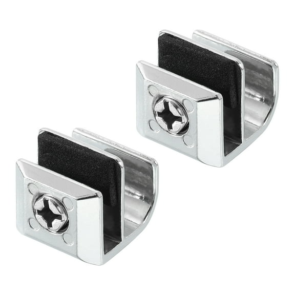 Uxcell Frameless Glass Clamp Zinc Alloy Shower Door Bracket Non-Porous Sliding Door Clip for 3-5 mm Glass, Silver 2 Pack