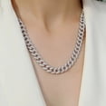 thumbnail image 6 of S925 Silver Moissanite Cuban Necklace, Temperament and Fashion, Party, Engagement, Wedding, Gifts for Men and Women, Wedding Anniversary, GRA Certificate, 18K White Gold Plated, 6 of 7