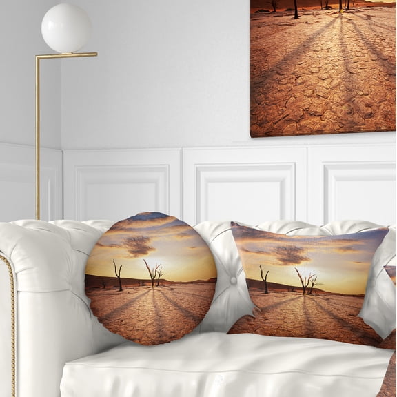 Designart Amazing View of A Dead Valley - Landscape Printed Throw Pillow - 12x20