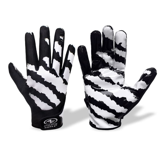 Athletic Works Football Receiver Gloves with Silicone Grip, Adult Small / Medium, Black
