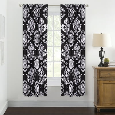 Buy Mainstays Classic Noir Print Light Filtering Rod Pocket Curtain Panels Set Of 2 White Black 40 X 84 Inches Online In Indonesia 45159844 Buy Mainstays Classic Noir Print Light Filtering Rod Pocket Curtain Panels Set Of 2 White Black 40 X 84 Inches Online In Indonesia 45159844
