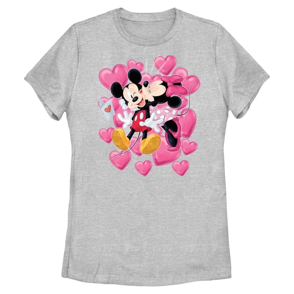 Womens Mickey & Friends Colorful Art Kiss Duo T Shirt