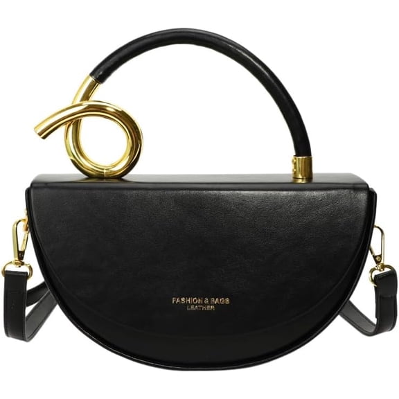 Baguery Semi-Circular Saddle Purse for Women - Elegant PU Leather Tote Shoulder Bag, Chic Crossbody Handbag with Adjustable Strap