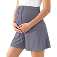 thumbnail image 2 of Women Maternity Shorts Soft Loose High Waist Drawstring Pants Summer Casual Lightweight Pregnancy Trousers Dark Gray L, 2 of 7