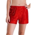 thumbnail image 3 of Mufeng Kids Girls Sequin Shorts Sparkly Hip Hop Jazz Dance Shorts Glitter High Waist Rave A Line Red 16, 3 of 7
