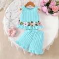 thumbnail image 5 of Amidoa Girls 2 Piece Outfits Summer Clothes Tank Top Sleeveless Solid Color Cute T-Shirt and Casual Shorts Kids Clothing Sets Sky Blue Size 6, 5 of 9