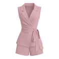 thumbnail image 5 of QGJZVUNL Two Piece Sets for Women Summer Clothes Business Casual Outfits Sleeveless Vest Jacket Wide Leg Shorts Size M, 5 of 6