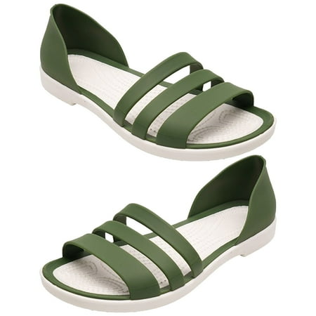 

ZRBYWB Sandals For Women Summer Single Shoe Beach Flat Sandals Open Toe Flat Sandals Slippers