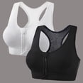 thumbnail image 1 of huilin 2PC Womens Front Zip Wireless Sports Bra Cross Back Seamless Push Up Bra for Daily Wear and Light Exercise, 1 of 9