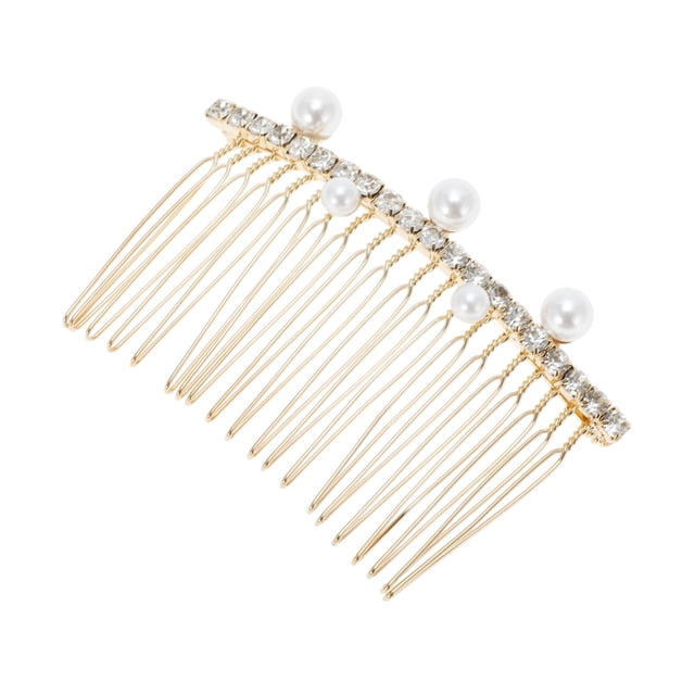 Oportunidades Únicas 1 Pc Peine Lateral Flexible de Perlas para Mujeres para Fiestas en Tonalidad Dorada de Aleación