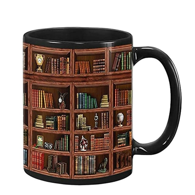 Billuyoard Taza de café de cerámica con idea única de regalo de estantería, taza con mango en C, taza de café con mango en C Teteras