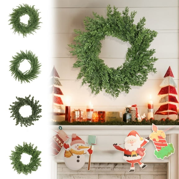 SSZMDLB under $5 Christmas Wreath, Artificial Greenery Garland for Door, Window Wall Hanging Decor, Indoor Outdoor Holiday Party Festive Decor