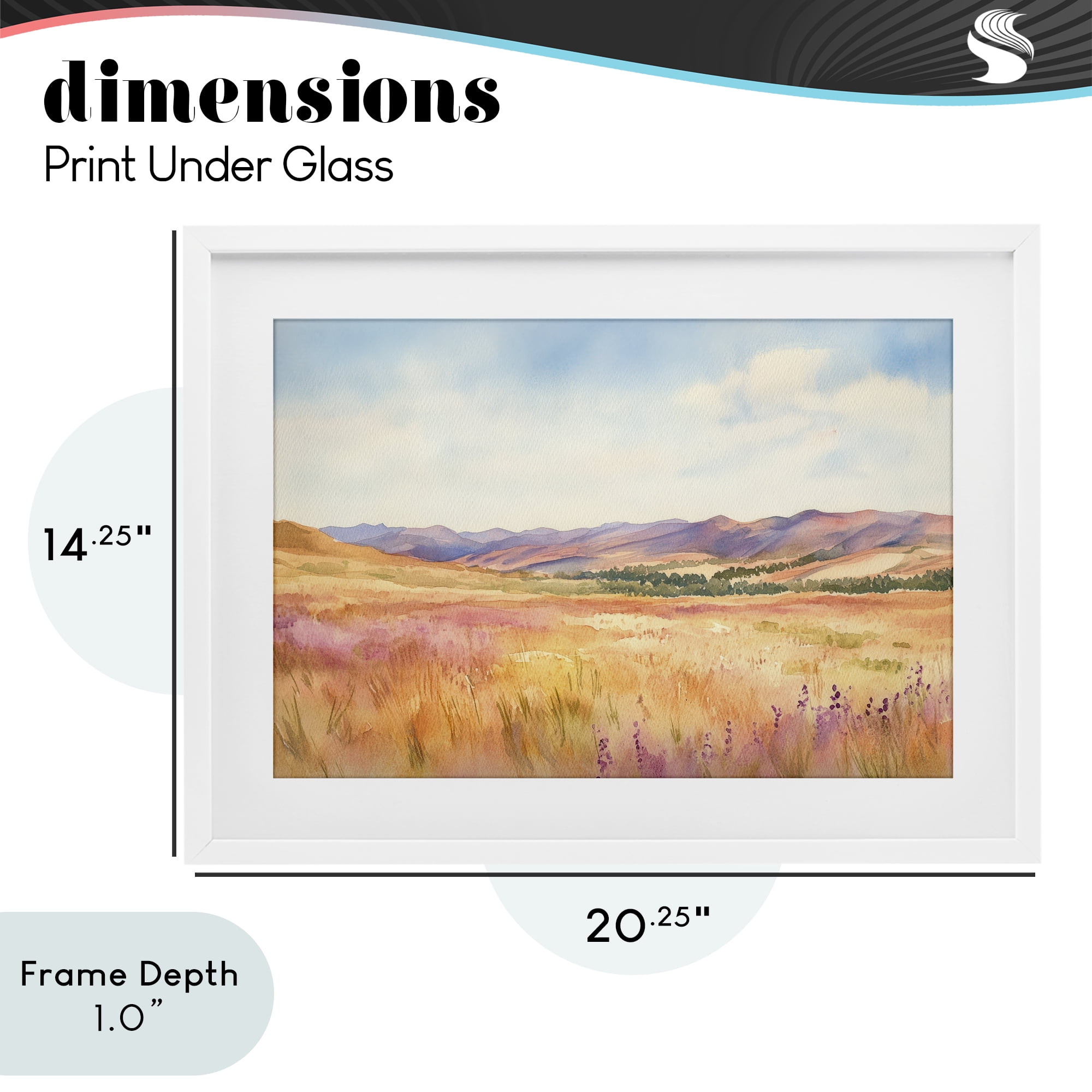 Stupell Industries Pastel Valley Panorama White Framed Print Under Glass, design by Petal Prints Design