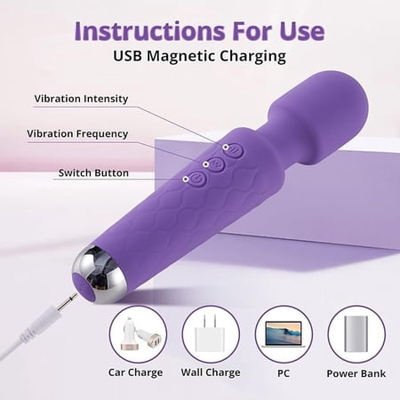 Mini Wand Massager, Small Handheld Massager with 20 Quiet Modes, Personal Handheld Rechargeable Massager for Neck Shoulder Back Body Valentine's Day gifts
