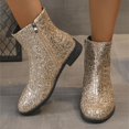 thumbnail image 5 of YOUYEDIAN Ankle Boots for Women Glitter Low Heel Short Boots Sequin Round Toe Shoes Party Bootie with Side Zipper Champagne, 5 of 6