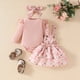 thumbnail image 2 of Odeerbi 0-18 Meses Niña Verano Conjunto Canastilla Punto Elástico Algodón Sudadera Daisy Tirantes Falda Cinta Tres Piezas Flor Volantes Falda, 2 of 8