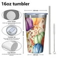 thumbnail image 4 of 16oz Tumblers Fall Pumpkins Leaves Pattern Stainless Steel Vacuum Insulated Double Wall Travel Tumbler Cups Mug with Lid and Straw,Cleaning Brush for Coffee,Tea, 4 of 4