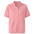 thumbnail image 5 of Huowey Womens Sweatshirt Solid Color Slim Fit Workwear Top Short Sleeve Lapel Collar Summer Commute Loose Fit Soft Comfort Lightweight Fall Clothes,Pink,XXL, 5 of 5