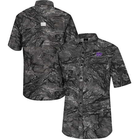 Men s Colosseum Charcoal Kansas State Wildcats Realtree Aspect Charter Full-Button Fishing Shirt