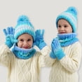 thumbnail image 7 of gcong 3-in-1 Hat Scarf Gloves Set for Kid, Winter Knitted Hat Scarf and Gloves Set for Kids with Pom Pom Beanie Gradient Color, 7 of 7