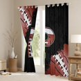 thumbnail image 3 of Manfei Letter P Monogrammed Blackout Curtains Set of 2 (52x84 Each),Rugby Game Window Curtains,Brown Black Curtains and Drapes For Boy,Microfiber Room Decorative, 3 of 6