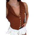 thumbnail image 7 of Slim Fit Women Sleeveless Button Down Knit Tank Tops, 7 of 7