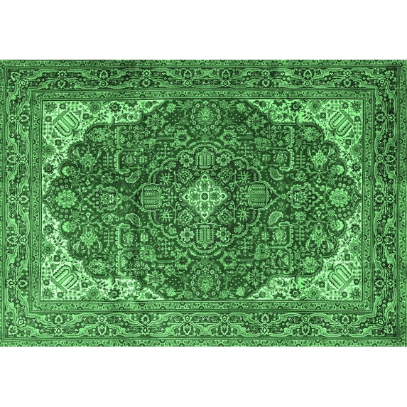 Ahgly Company Indoor Rectangle Medallion Emerald Green Traditional Area Rugs, 7' x 10'