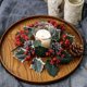 thumbnail image 4 of Nueva vela de aromaterapia con forma de fruta roja con simulación navideña, suministros de decoración, adorno de anillo con flores pequeñas, 4 of 8