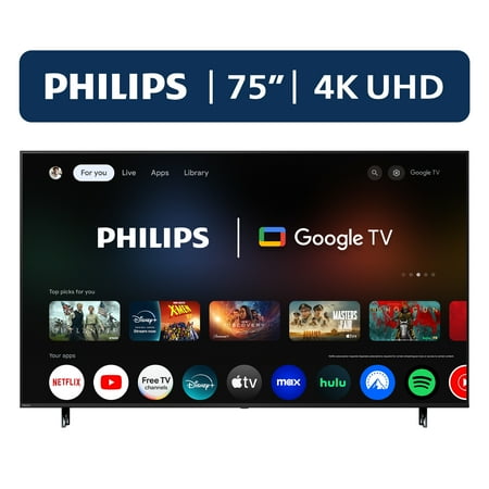 Philips 75" Class 4K Ultra HD (2160p) Google Smart LED TV (75PUL7552/F7) (New)