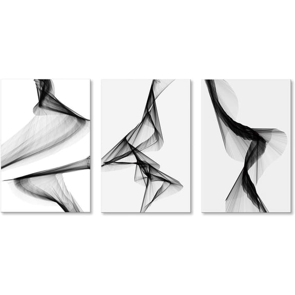 Black and White Abstract Line Wall Art Print Girl Lady Dancing Modern Canvas Painting