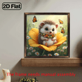 thumbnail image 2 of A 2D flat "Fluffy Hedgehog and Butterfly" wooden framed painting, suitable as a home wall decoration. The size is 8 * 8 inches. The frame requires manual assembly., 2 of 9