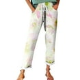 thumbnail image 2 of Luowei Women's Autumn Fragrant Linen Linen Vintage Floral Print Casual Pants – Perfect for Spring Comfortable and Trendy for Relaxed Days and Everyday Wear, Green, L, 2 of 5