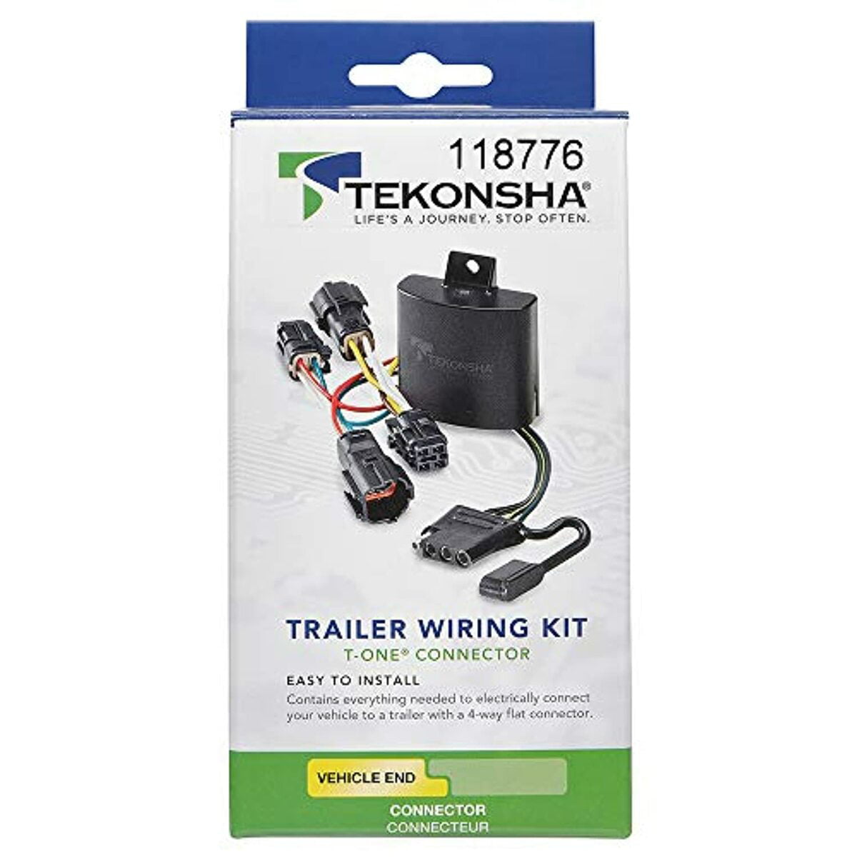 Tekonsha T-One T-Connector Harness, 4-Way Flat, w/Circuit Protected  ModuLite HD Module TK118776 Fits select: 2018-2022 HONDA ACCORD 