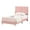 Velvet Pink, variant on Shininglove Twin Upholstered Bed Frame with Wave Headboard, Pink Velvet Platform Bed, Wood Slat Support, No Box Spring, Easy Assembly