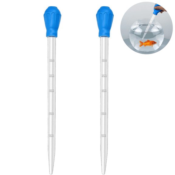 Trianu 2Pcs 17.7inch Long Pipette for Fish Tank Coral Food Feeder Long Syringe Reef Coral Food Spot Feeder Tube for Reef Aquatic Plant Spider Snake Lizard
