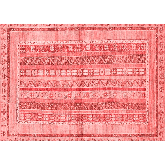 Ahgly Company Indoor Rectangle Abstract Red Modern Area Rugs, 6' x 9'