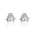 thumbnail image 3 of 14K Solid Yellow Gold 7mm Trillion Cubic Zirconia CZ Stud Solitaire Earrings April Birthstone Jewelry, 3 of 10