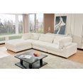 thumbnail image 5 of Sally Corduroy Polyester Upholstered Sectional Sofa 3 Seats W/ Ottoman White, 5 of 10