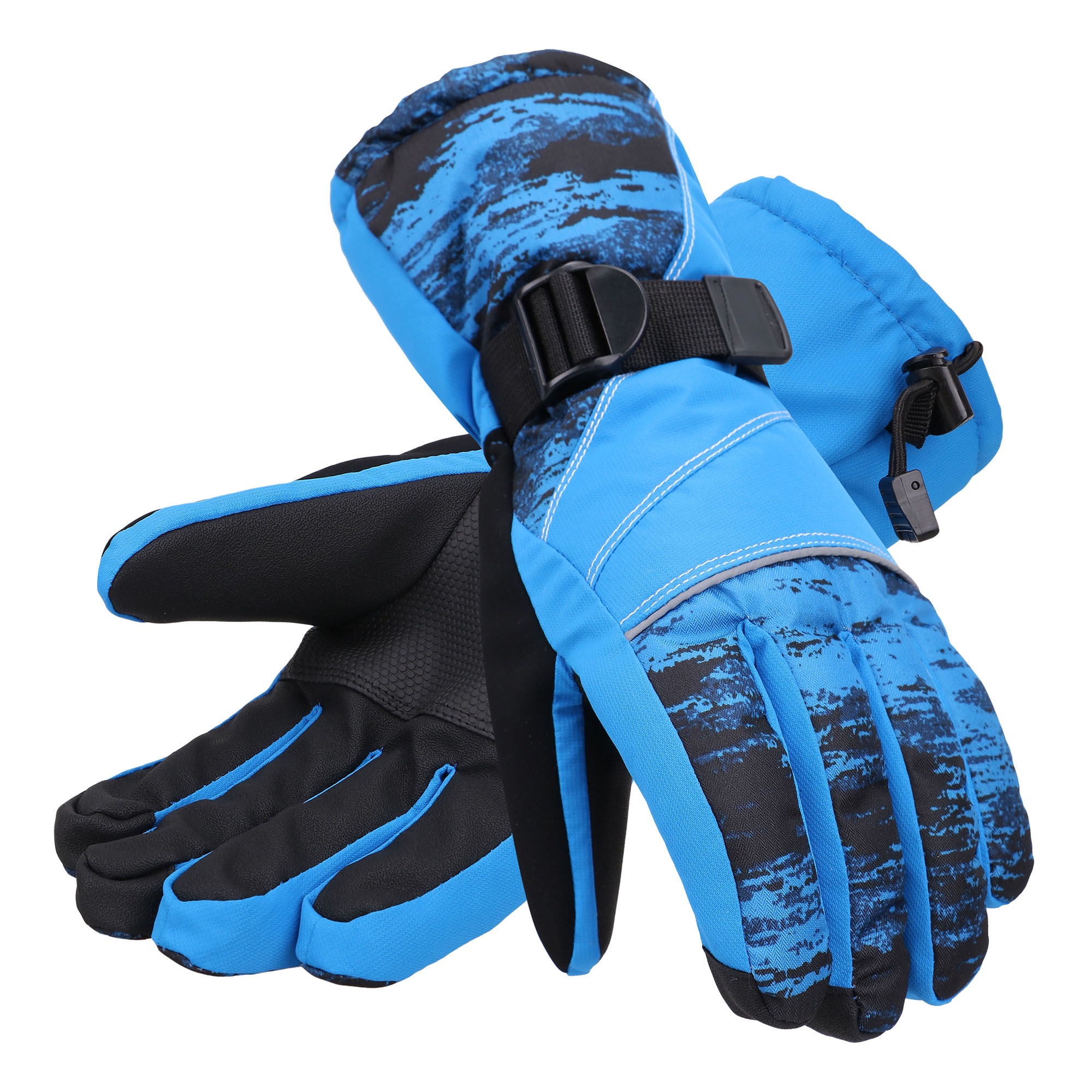 Men's Abstract Deluxe Touchscreen Sport Ski Glove,Electric Blue Streak