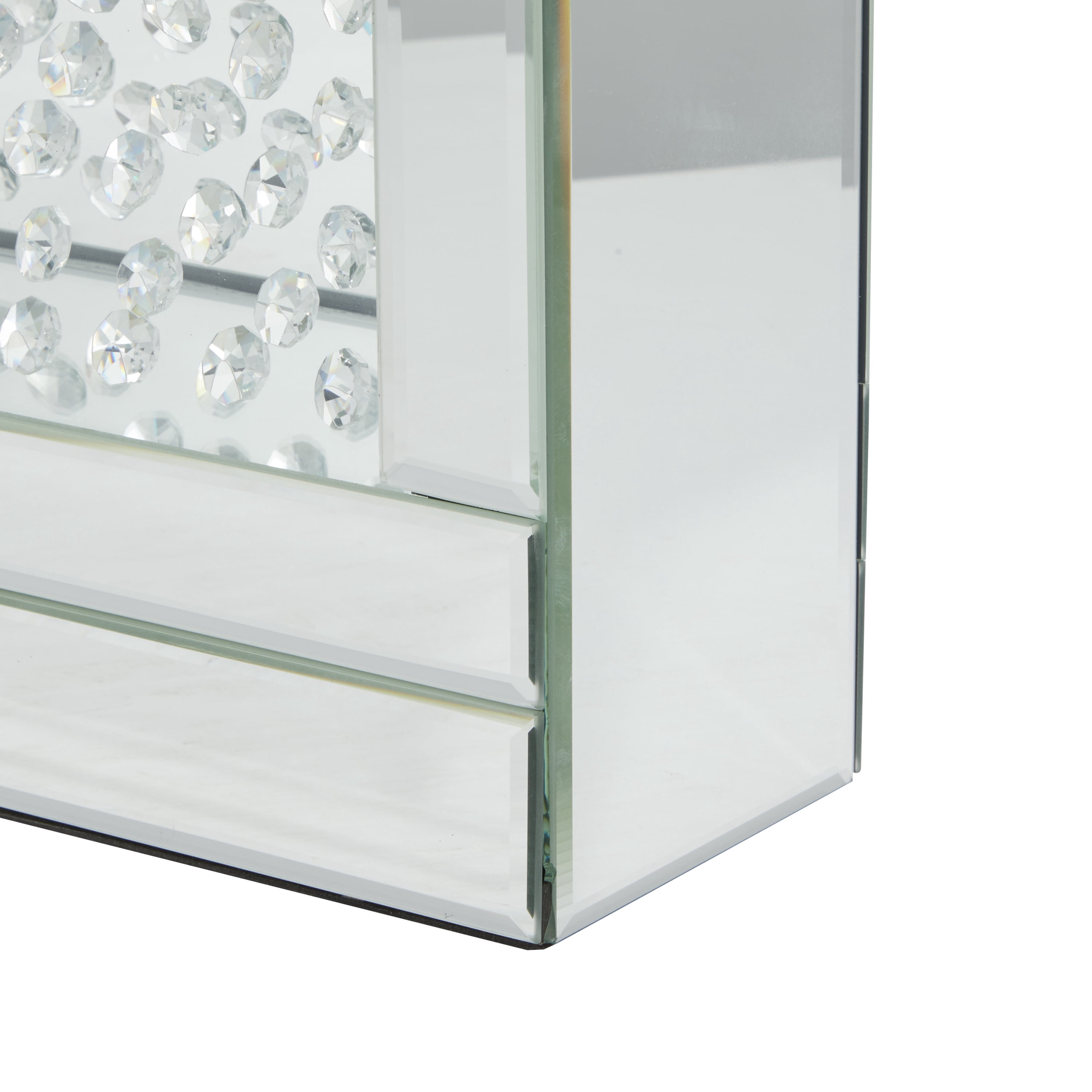 DecMode 3 Holder Silver Wood Pillar Candelabra with Mirrored Accents and Crystals